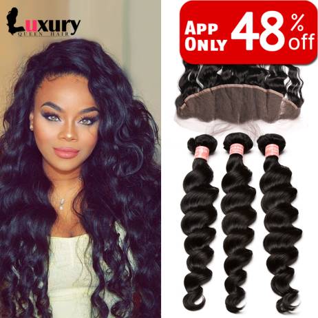 Ear to Ear Lace Frontal Closure With Bundles Brazilian Virgin Hair With Closure Loose Wave Rosa Queen Hair Products With Closure
