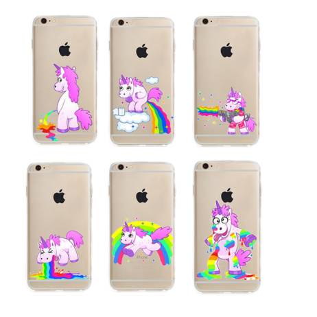 Cute Unicorn Rainbow Case for Apple iphone 6 6s 4.7'' Soft TPU Puke Unicorns Horse gel Fundas Cover Coque Capa Para celular 6/6s