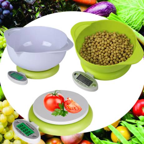 New !!! Practical 5KG/1g LCD Display Digital Scale Electronic Kitchen Food Diet Postal Scale Weight Tool with Tray Green E#CH