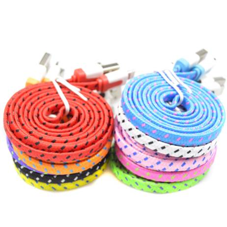 1M/2M/3M 10 Colours Flat Braided Fabic Woven Micro USB Data Sync Charger Cable Cord Wire for iPhone 5 5s 6 6Plus