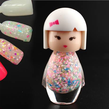 New Fashion Cute Baby Doll Design Sexy Acrylic Nail Art Polish Glitter Pure Color Beauty Nail Decoration