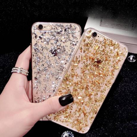 Gold Bling Paillette Sequin Skin Clear Soft TPU Case For iPhone 6 4.7 6S Ultra Slim Rubber Back Cover For iPhone 6 Plus/ 6S Plus