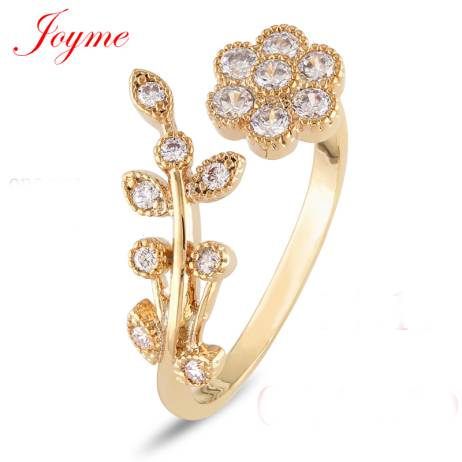 Joyme Adjustable Rings For Women 14k Gold Plated Flower Ring Mini Finger Women Rings Fashion Wedding Jewelry christmas gift 36-4