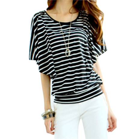 Plus Size Women T-shirt New 2016 Autumn Summer Fashion Casual Striped Half Sleeve Ladies' elegant Shirt