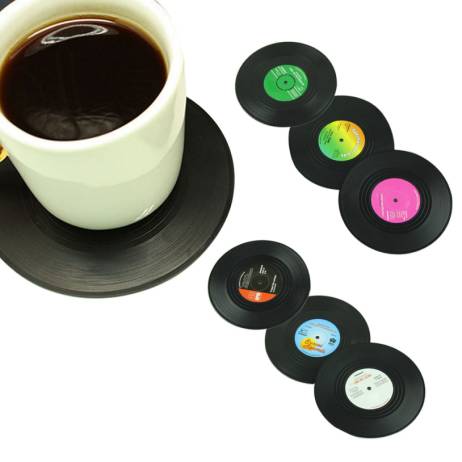 6 Pcs/ set Home Table Cup Mat Creative Decor Coffee Drink Placemat for table Spinning Retro Vinyl CD Record Drinks Coasters