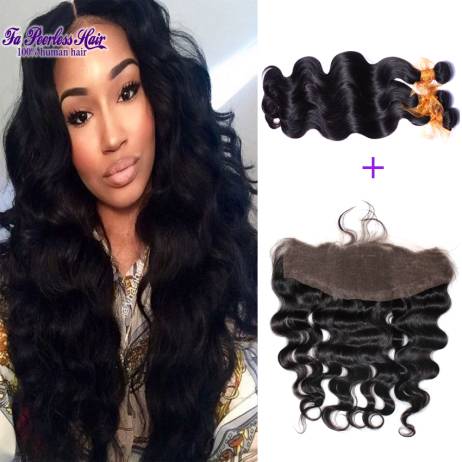 13X4 ear to ear brazilian lace frontal closure with bundles human hair lace frontals with baby hair msbeauty queen hair products