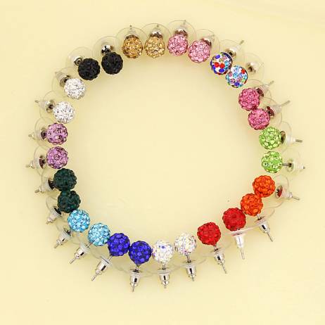 (14 Colors / 1lot ) 8MM Shamballa Brand Earrings Micro Disco Ball Shamballa Crystal Stud Earring For Women Fashion Jewelry
