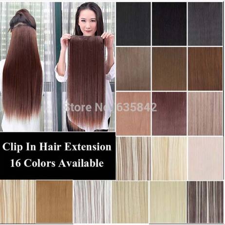 5Clips Heat Resistant Fiber Synthetic Clip in Hair Extensions Straight 24