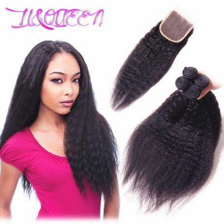 Brazilian Virgin Hair With Closure Kinky Straight Hair With Closure 4 Bundles With Closure Human Hair Weave With Closure