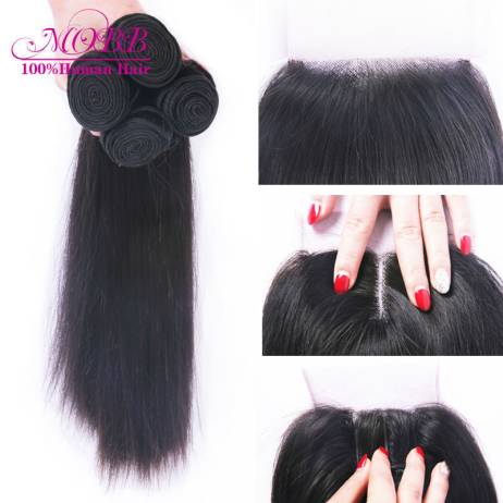 Brazilian Virgin Hair With Closure 4 pcs Human Hair Bundles With Lace Closures Unprocessed Brazilian Straight Hair With Closure