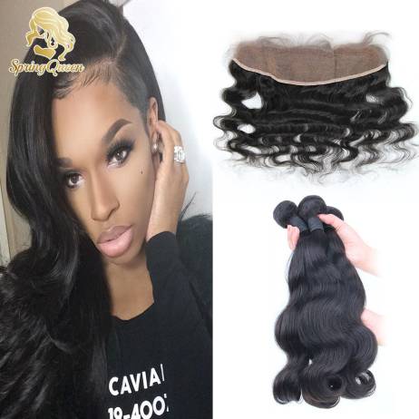 Lace Frontal Closure With Bundles Brazilian Virgin Hair With Closure Body Wave Ear To Ear 13x4 Lace Frontal With Bundles