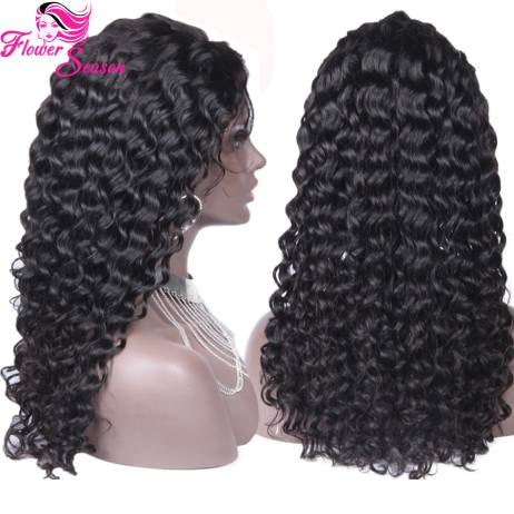 Free Parting Curly Silk Top Glueless Full Lace Wigs Peruvian Human Hair Silk Top Lace Front Wig With Natural Hairline