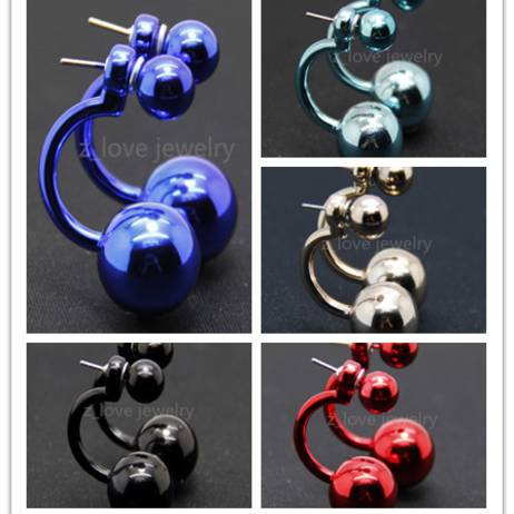 Wholesale Free Shipping Fashion Paragraph Hot Selling Earrings Double Side Shining CCB Pearl Studs Earrings For Women