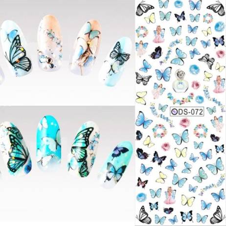 DS072 2015 Nail Design Water Transfer Nails Art Sticker Colored Butterfly Nail Wraps Sticker Watermark Fingernails Decals