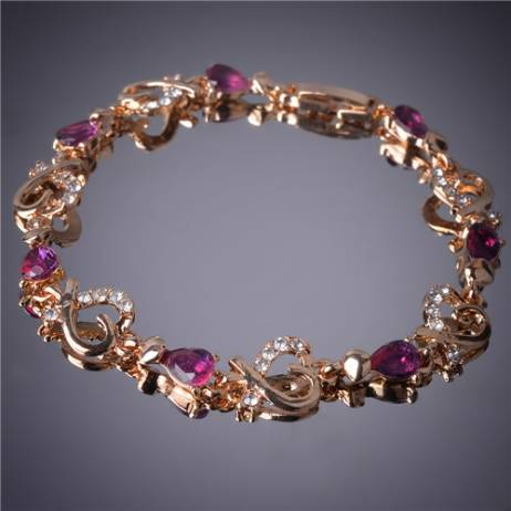 2014 Hot Selling Heart Shaped Bracelets 18K Gold Plated Austrian Crystal Bracelet & Bangle For Women Free Shipping Wholesale