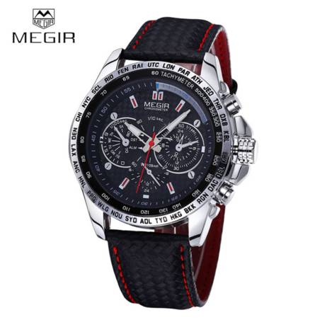 MEGIR Famous Brand Mens Watches Top Brand Luxury Business Quartz-watch Clock Leather Strap Male Wristwatch Relogio Masculino