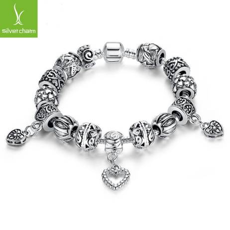Aliexpress Best Selling Luxury 925 Silver Charm Bracelet for Women Fashion DIY Beads Jewelry Original Bracelets Pulseira Gift