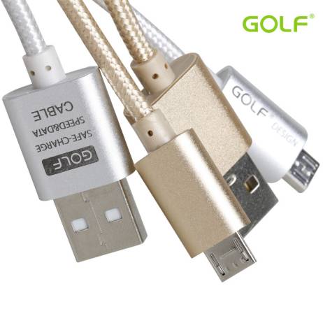 Original 0.25M/1M/1.5M/2M/3M Golf Metal Braided Data Charger Micro USB Cable 2.1A Output for iPhone 6sPlus iPadmini Samsung Sony