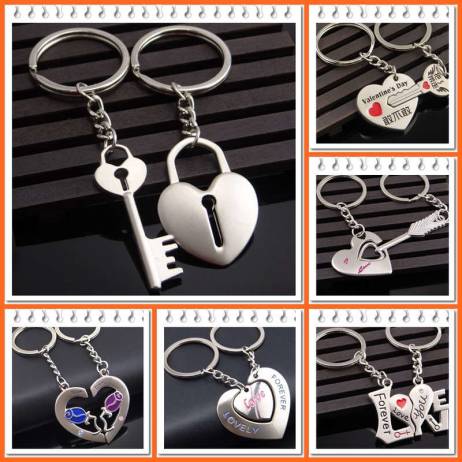 2016 Novelty Chaveiro Couple Keychain Lovers Heart Key Chain Ring Llaveros Casual Trinket Jewelry Valentine's Day Wedding Gift