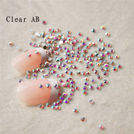 Lowest Price 1440pcs/pack SS3 (1.3-1.4mm) Crystal AB/Clear AB Rhinestones For Nail Art Glue On Non Hotfix Glitter Rhinestones