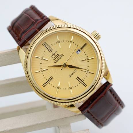 Hot selling men watches top brand luxury military quartz watch casual calendar leather strap wristwatch relogio masculine gold
