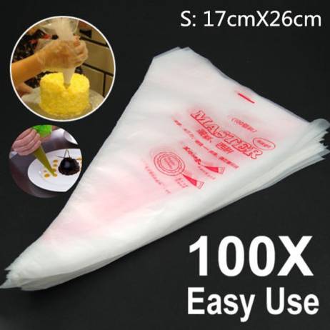 Azerin 100 PCS Small Size Disposable Piping Bag Icing Fondant Cake Cream Decorating Pastry Tip Tool 17X 26CM