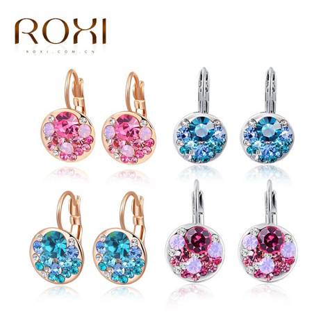 Delicate Large zircon Earrings,Gift to girlfriend,pink blue 4clolor handmade fashionable Stud Earrings