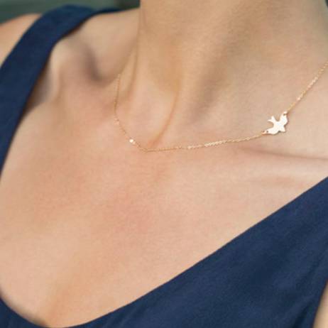 Simple Layering Necklace Gold, Silver, Gold Delicate Gold bird Necklace / Dove Necklace XL238