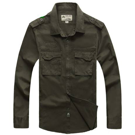 2016 New 100% Cotton Denim Men Shirts Long Sleeve Military Army Green Casual Shirt Outdoor Brand Clothing Camisa Masculina A0702