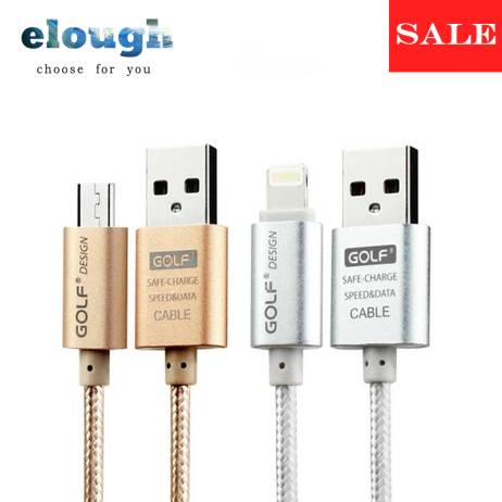 GOLF original metal nylon braided 2m 3m mobile phone cables long charger micro usb cable For iPhone 5 5s 6 6s plus Samsung sony