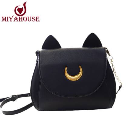 Japanese Harajuku Style Fashion Women Messenger Bags Lady Sailor Moon Bag Women Cat Handbag Luna Moon Women Cross Body Bag Lady