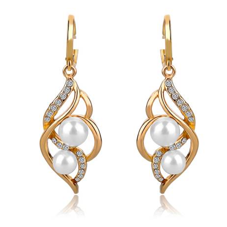 4 Colors 2016 Double Simulated Pearl Earrings For Women Bijoux Femme Crystal Gold Silver Earrings Wedding Brincos SER140229