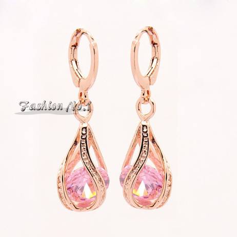 New Arrival Jewelry Dangle Earrings 4 Colors CZ Diamond Fashion 18K Gold Plated Drop Earrings Free Shipping