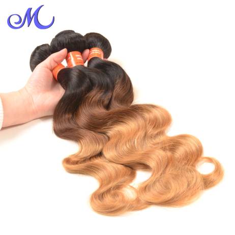 Ombre 3 Tone Brazilian Hair Body Wave Ombre Brazilian Hair Weave Bundles 1B/4/27# Xuchang T Hair Products 7A Ombre Virgin Hair