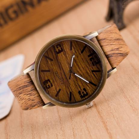 Simulation Wooden Quartz Men Watches Casual Wooden Color Leather Strap Watch Wood Male Wristwatch Relojes Relogio Masculino saat