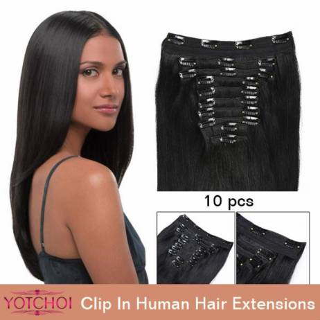 Yotchoi clip in sets products 10pcs clip in human hair extensions 14