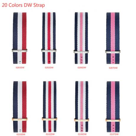 2015 New Fashion Colorful 20mm/18mm Nylon Leather Watchband Watch Strap Women Men Watch Belt Straps Bracelet montre Accessories