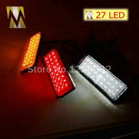 RED Lens Rectangle Red LED Reflectors Brake Light for Universal Motorcycle car truck high performance rear lights tail light