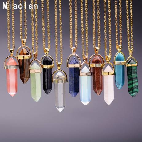 Women Amethyst Natural Stone Pendant Necklace Pink Crystal Necklaces Druzy Gem Stone Statement Pendants In Jewelry Collares