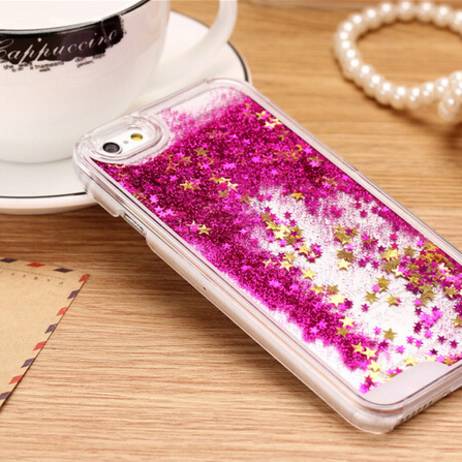 Promotions ! 7 Colors Fun Glitter Star Liquid Back Case cover for iphone 5 5S transparent clear case Cover Gifts