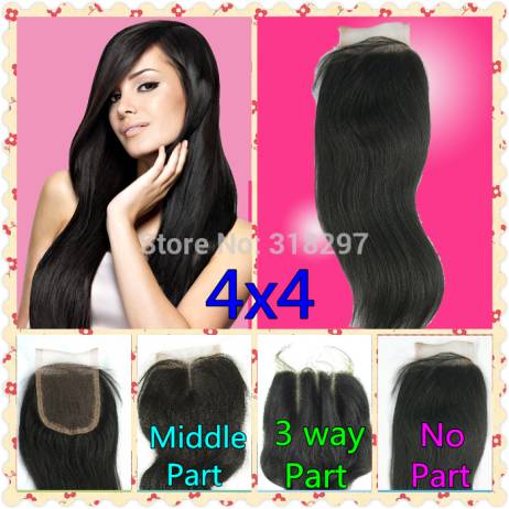 8A 4X4 Straight 3 Way Part Middle Part Brazilian Virgin Hair Lace Top Closure Human Hair Closure Brazilian Lace Closures