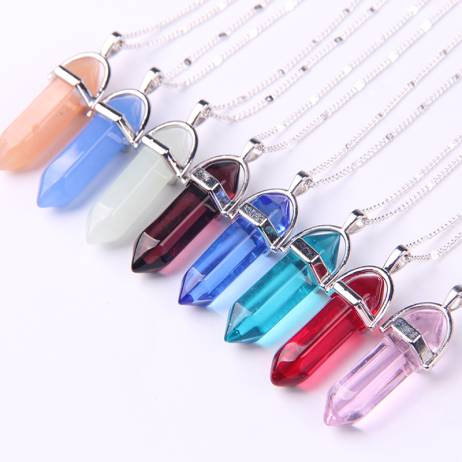 Fashion Bullet Crystal Pendant Necklaces For Women Vintage Natural Stone Necklace Glass Jewelry Bijoux Collares