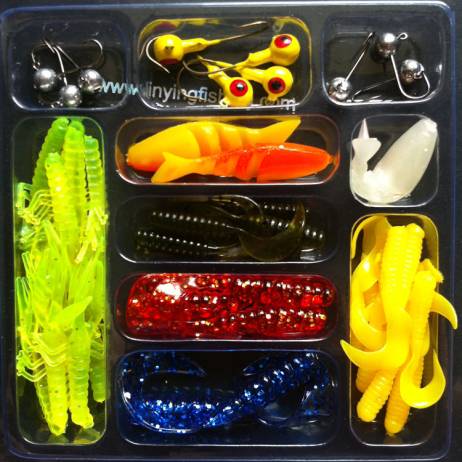 FREESHIPPING soft bait fishing lure set 35pcs soft +10pc jig head Soft plastic lure hook bait sea fishing artificial lures 21031