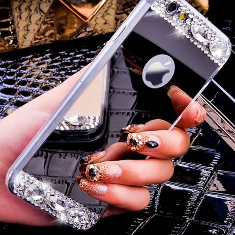 6S Luxury Diamond Glitter Mirror Case For Apple iPhone6 6s 4.7/Plus/5 5s SE Dual Layer Bling TPU Ultrathin Clear Hard Back Cover
