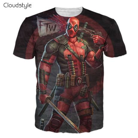 2016 Brand Clothing Deadpool T Shirt Men American Comic Badass Anime Bape 3D T-Shirt Men Slim Fitness Hip Hop Tshirt Homme