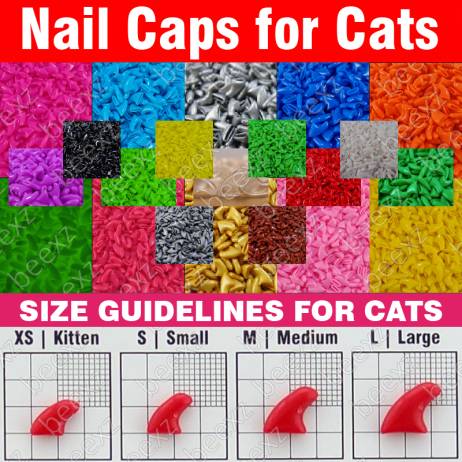 120pcs - Soft Nail Caps for Cats + 6x Adhesive Glue + 6x Applicator /* XS, S, M, L, paw, claw, cover, lot, cat */