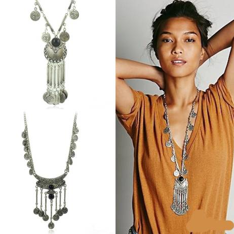 Boho Antique Coin Necklaces for Women African Statement Tibetan Long Tassel Necklaces & Pendants Bohemian Maxi Jewelry 2016
