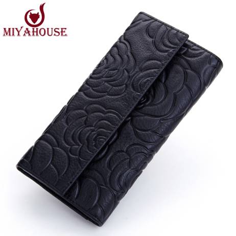 High Quality Floral Wallet Women Long Design Lady Hasp Clutch Wallet Genuine Leather Female Card Holder Wallets Coin Purse