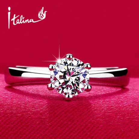 Italina 1carat CZ diamond Wedding Rings for women Jewelry silver plated Engagement ring Austrian crystal Anel bijoux Top Quality