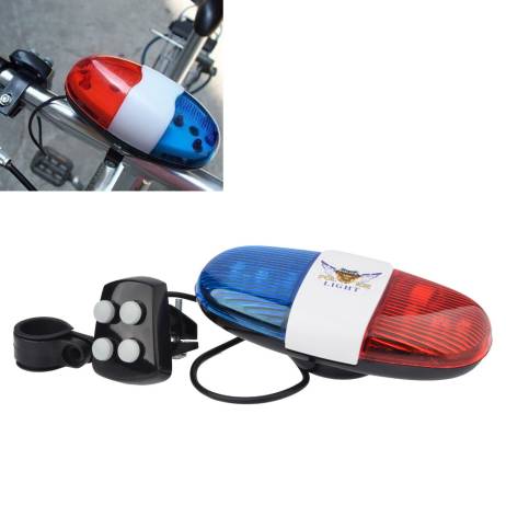 Bicycle Accessories 6LED 4Tone Sounds Bicycle Bell Bike Rings PoliceCar Light and Electronic Horn Siren for Kid's Bicycle